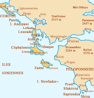 Carte des Iles Ioniennes